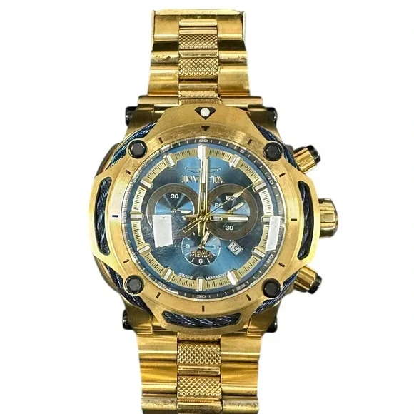 Invicta Men's Gold and Blue Chronograph Watch